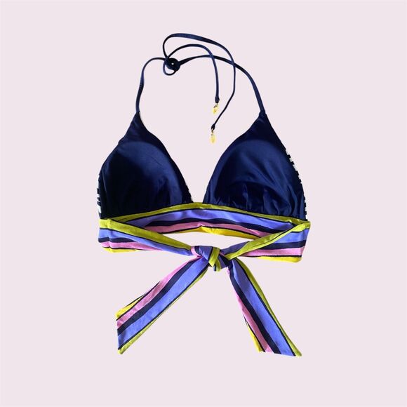 Women Trina Turk Triangle Black Zebra Reversible Halter Top Bralette - Picture 3 of 5